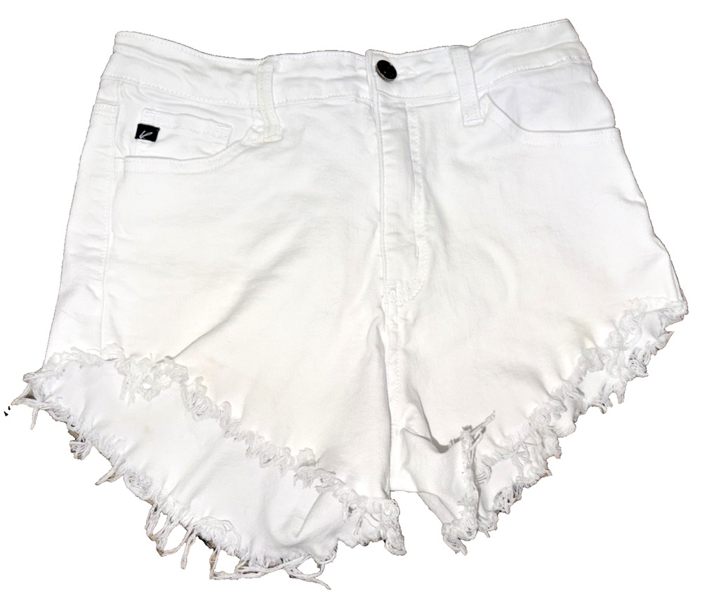 KanCan White Denim Cutoff Shorts 6/28 High Rise Raw Hem